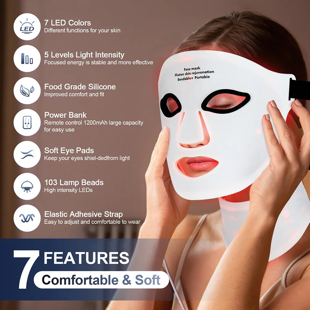 LED light therapy mask for acne and anti-ageing skincare