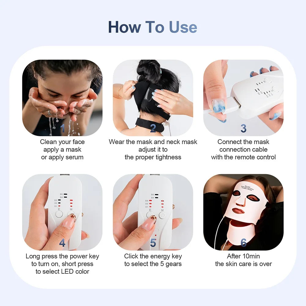 LED light therapy mask for acne and anti-ageing skincare