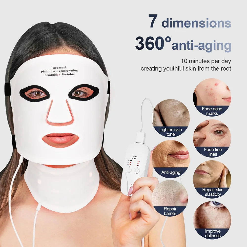 LED light therapy mask for acne and anti-ageing skincare