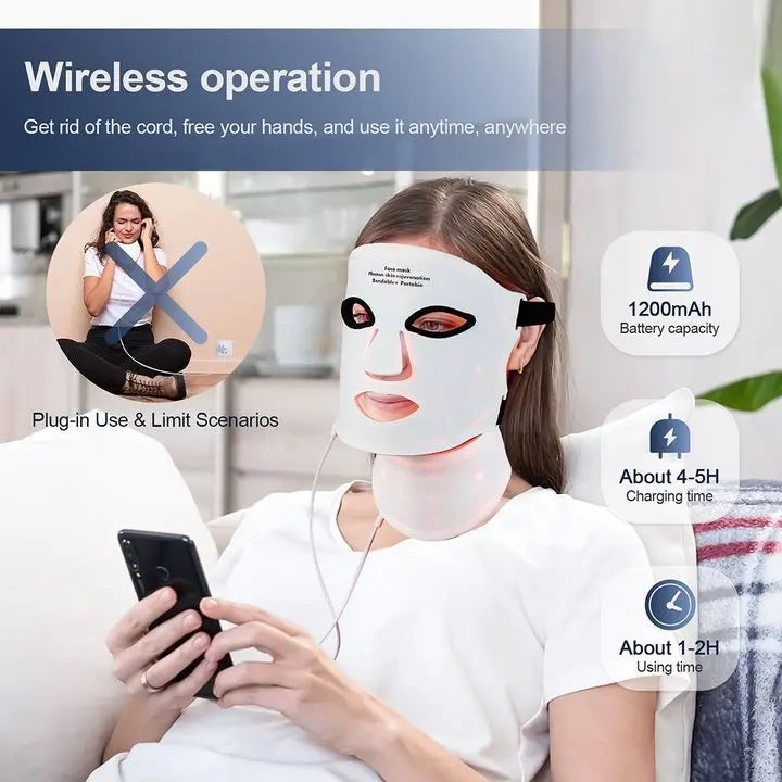 LED light therapy mask for acne and anti-ageing skincare