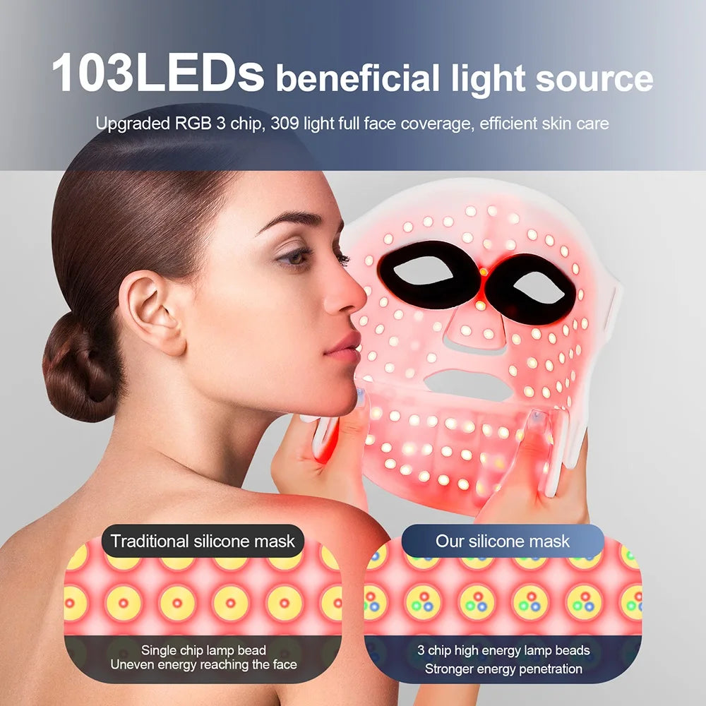LED light therapy mask for acne and anti-ageing skincare