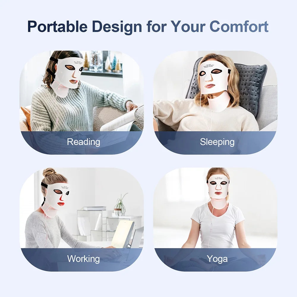 LED light therapy mask for acne and anti-ageing skincare