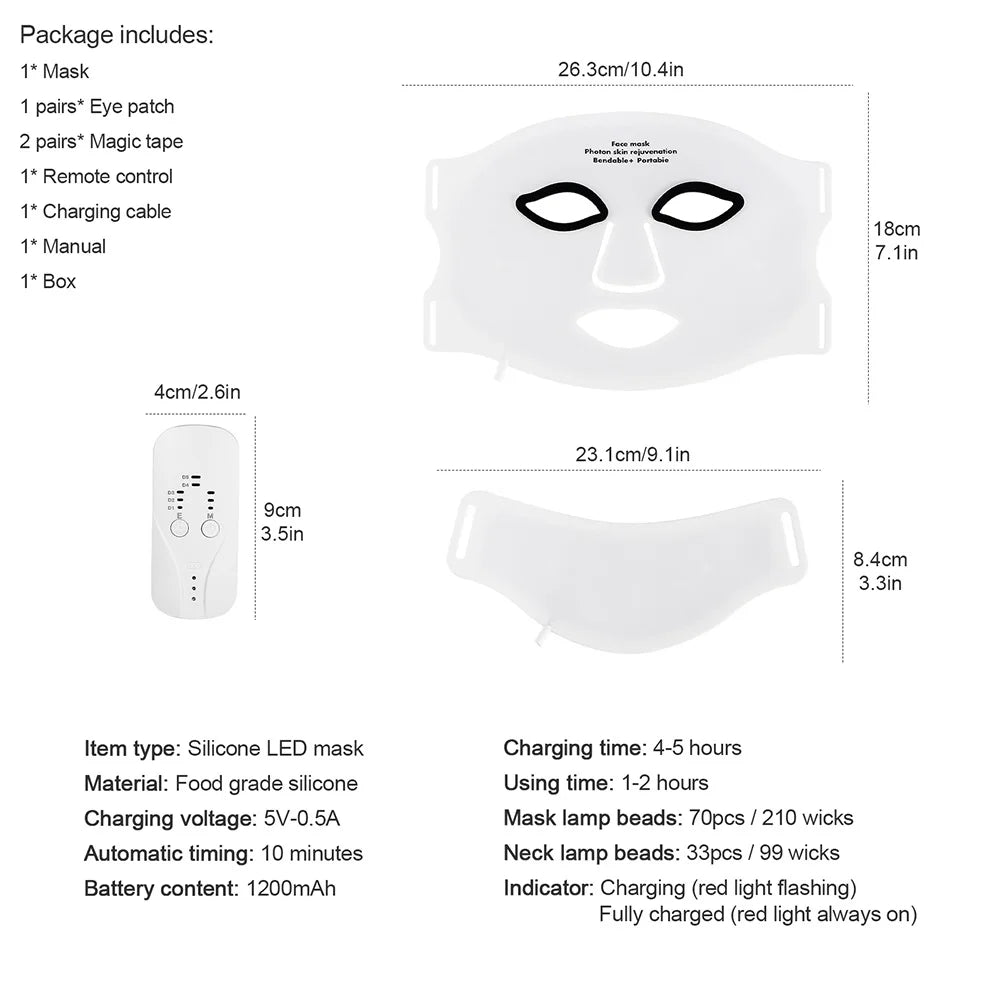 LED light therapy mask for acne and anti-ageing skincare